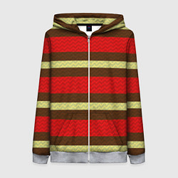 Толстовка на молнии женская Плетёная текстура змеиной расцветки, цвет: 3D-меланж