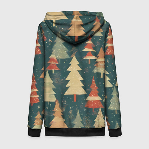 Женская толстовка на молнии Елки новый год / 3D-Черный – фото 2