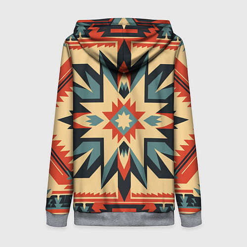 Женская толстовка на молнии Орнамент в стиле американских индейцев / 3D-Меланж – фото 2
