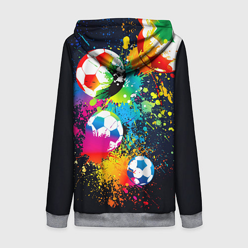Женская толстовка на молнии Разноцветные футбольные мячи / 3D-Меланж – фото 2