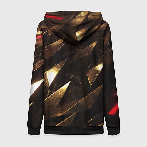 Женская толстовка на молнии Золотые камни абстракт / 3D-Черный – фото 2