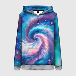 Толстовка на молнии женская Галактический тай-дай, цвет: 3D-меланж