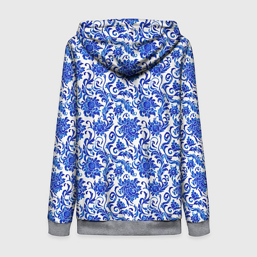 Женская толстовка на молнии Гжель классика / 3D-Меланж – фото 2