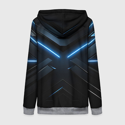 Женская толстовка на молнии Синяя неоновая полоса на черном фоне / 3D-Меланж – фото 2
