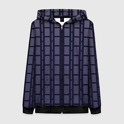 Толстовка на молнии женская Тёмно-синий паттерн кружочки, цвет: 3D-черный