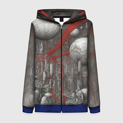 Женская толстовка на молнии Биотехнический городской пейзаж