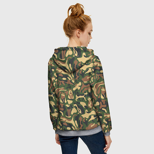 Женская толстовка на молнии Коты и кошки - камуфляж / 3D-Меланж – фото 4