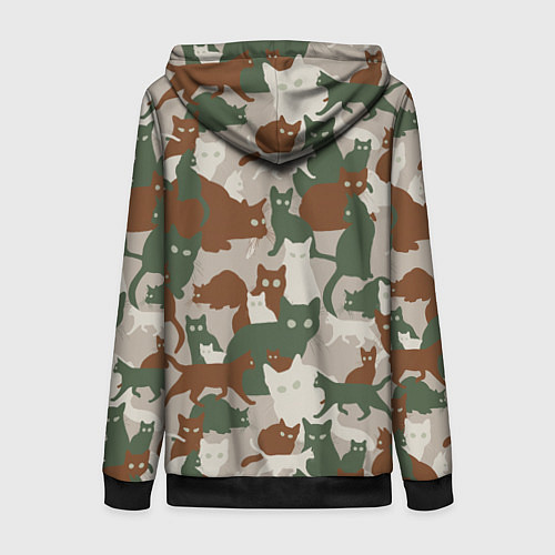 Женская толстовка на молнии Кошки - камуфляж / 3D-Черный – фото 2