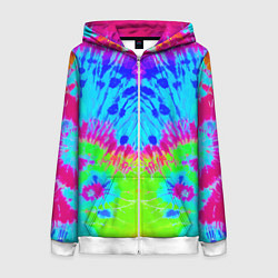 Толстовка на молнии женская Tie-Dye abstraction, цвет: 3D-белый