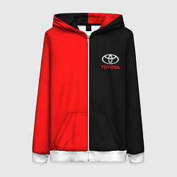 Толстовка на молнии женская Toyota car красно чёрный, цвет: 3D-белый