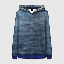 Толстовка на молнии женская Старая джинса, цвет: 3D-синий