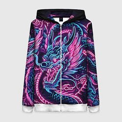 Женская толстовка на молнии Neon Japanese dragon - irezumi