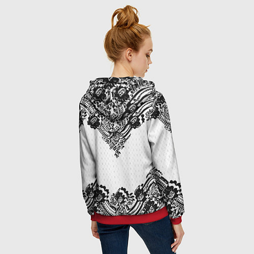 Женская толстовка на молнии Имперский узор Россия герб патриотизм / 3D-Красный – фото 4