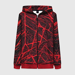 Женская толстовка на молнии Красная паутина на чёрном фоне