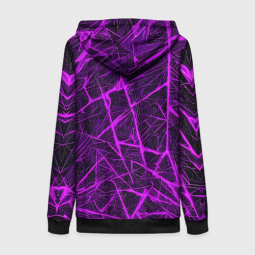 Женская толстовка на молнии Фиолетовая паутина на чёрном фоне / 3D-Черный – фото 2