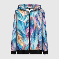 Женская толстовка на молнии Акварельные перья птиц