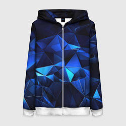 Толстовка на молнии женская Синие мелкие осколки калейдоскоп, цвет: 3D-белый