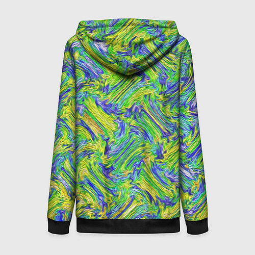 Женская толстовка на молнии Абстрактная зеленая вязка / 3D-Черный – фото 2