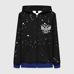 Толстовка на молнии женская Россия герб рф текстура, цвет: 3D-синий