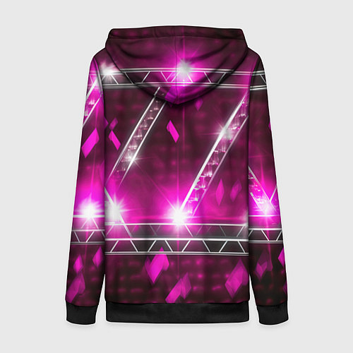 Женская толстовка на молнии Серебряные и синие вставки абстракции / 3D-Черный – фото 2