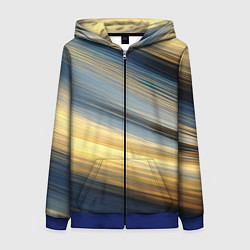 Женская толстовка на молнии Синяя и желтая изогнутая абстракция