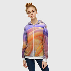 Толстовка на молнии женская Оранжевая и синяя абстрактная дуга, цвет: 3D-белый — фото 2