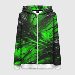 Толстовка на молнии женская Чёрная и зелёная субстанция, цвет: 3D-белый