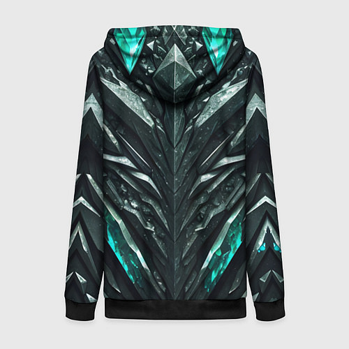 Женская толстовка на молнии Зелёная малахитовая броня / 3D-Черный – фото 2