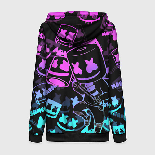 Женская толстовка на молнии Marshmello neon pattern / 3D-Черный – фото 2