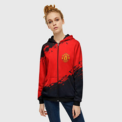 Толстовка на молнии женская Manchester United colors sport, цвет: 3D-черный — фото 2