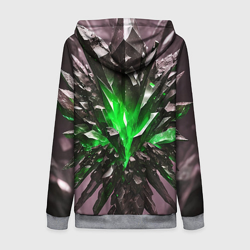 Женская толстовка на молнии Драгоценный камень зелёный / 3D-Меланж – фото 2