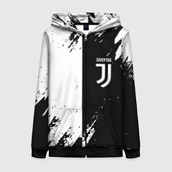 Женская толстовка на молнии Juventus краски чёрнобелые