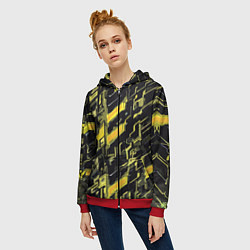 Толстовка на молнии женская Жёлтые неоновые линии, цвет: 3D-красный — фото 2