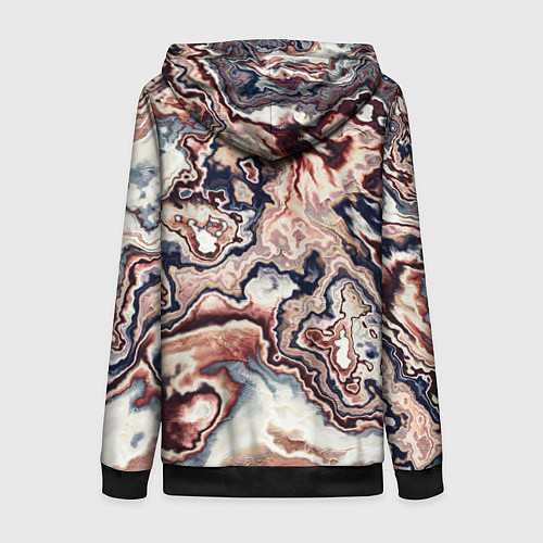 Женская толстовка на молнии Разноцветный мраморный узор / 3D-Черный – фото 2