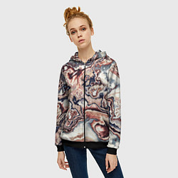 Толстовка на молнии женская Разноцветный мраморный узор, цвет: 3D-черный — фото 2