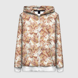 Толстовка на молнии женская Деньги - купюры в 5 тысяч рублей, цвет: 3D-белый