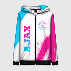 Толстовка на молнии женская Ajax neon gradient style вертикально, цвет: 3D-черный