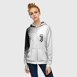 Толстовка на молнии женская Juventus sport black geometry, цвет: 3D-белый — фото 2