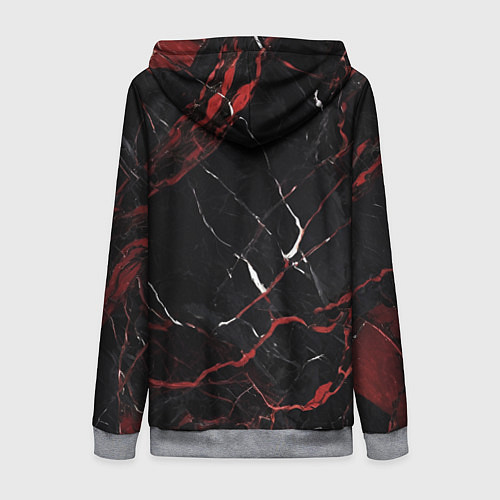 Женская толстовка на молнии Черно-красный мрамор / 3D-Меланж – фото 2