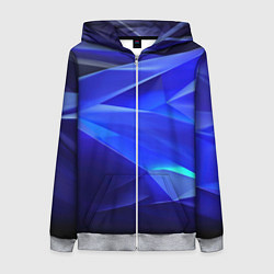 Толстовка на молнии женская Black and blue abstract background sport style, цвет: 3D-меланж