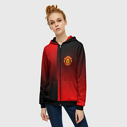 Толстовка на молнии женская Манчестер Юнайтед градиент спорт, цвет: 3D-черный — фото 2