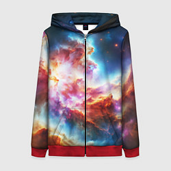 Толстовка на молнии женская The cosmic nebula, цвет: 3D-красный