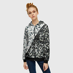 Толстовка на молнии женская Абстрактный чёрно-белый пятнистый, цвет: 3D-черный — фото 2