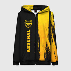 Толстовка на молнии женская Arsenal - gold gradient по-вертикали, цвет: 3D-черный