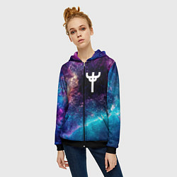 Толстовка на молнии женская Judas Priest space rock, цвет: 3D-черный — фото 2