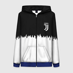 Толстовка на молнии женская Juventus белый огонь текстура, цвет: 3D-синий
