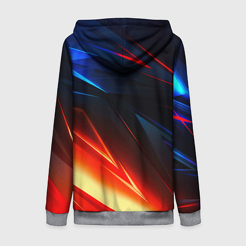 Женская толстовка на молнии Geometry stripes neon steel / 3D-Меланж – фото 2