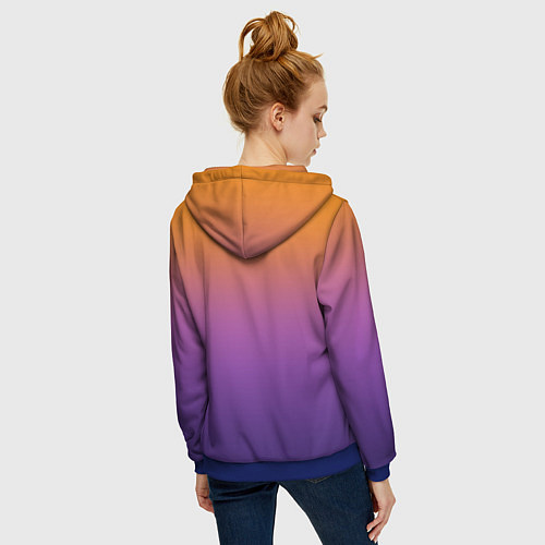 Женская толстовка на молнии Градиент оранжево-фиолетовый / 3D-Синий – фото 4