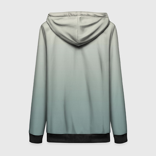Женская толстовка на молнии Серо-зелёный приглушённый градиент / 3D-Черный – фото 2