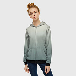 Толстовка на молнии женская Серо-зелёный приглушённый градиент, цвет: 3D-черный — фото 2